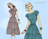 Advance 4858: 1940s Charming Misses Tiered Dress Sz 32 B Vintage Sewing Pattern