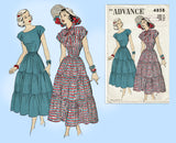 Advance 4858: 1940s Charming Misses Tiered Dress Sz 32 B Vintage Sewing Pattern