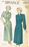 1940s Vintage Advance Sewing Pattern 4883 Misses Tailored Street Dress Sz 14 32B - Vintage4me2