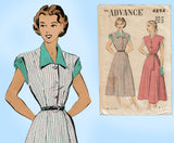 Advance 4894: 1940s Stunning Misses Street Dress Sz 36 B Vintage Sewing Pattern
