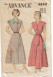 Advance 4894: 1940s Stunning Misses Street Dress Sz 36 B Vintage Sewing Pattern