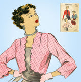 1940s Vintage Advance Sewing Pattern 4897 Cute Misses Bolero Jacket Size 34 Bust - Vintage4me2