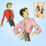 1940s Vintage Advance Sewing Pattern 4897 Cute Misses Bolero Jacket Size 34 Bust - Vintage4me2