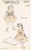 1940s Vintage Advance Sewing Pattern 4945 Uncut Toddler Girls Smocked Dress Sz 2