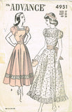 1940s Vintage Advance Sewing Pattern 4951 Uncut Misses Ballet Length Dress 35B - Vintage4me2