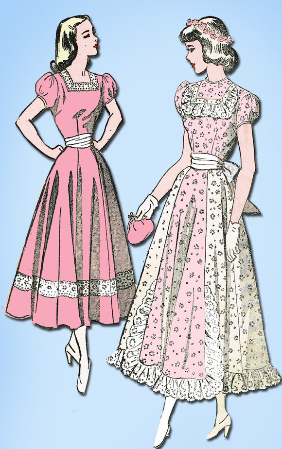 1940s Vintage Advance Sewing Pattern 4951 Uncut Misses Ballet Length Dress 35B - Vintage4me2