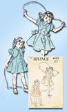 1940s Vintage Advance Sewing Pattern 4952 Toddler Girls Party Dress Size 4 23B