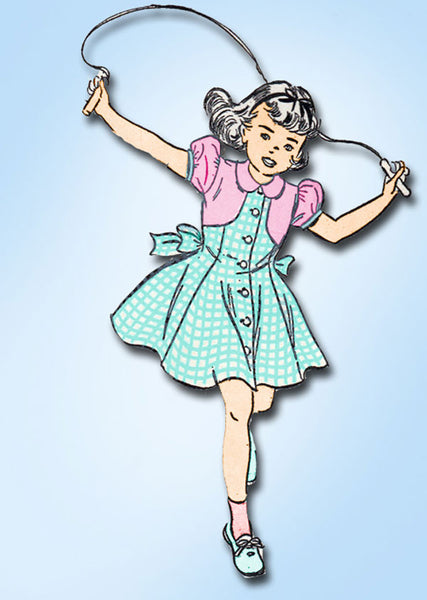 1940s Vintage Toddler Girls Dress 1948 Advance Sewing Pattern 4952 Size 4