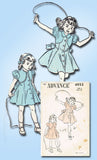 1940s Vintage Toddler Girls Dress 1948 Advance Sewing Pattern 4952 Size 4