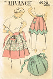 1940s Vintage Advance Sewing Pattern 4998 Misses Cocktail Apron Size 28 30 Waist