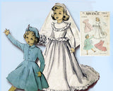 1940s Vintage Advance Sewing Pattern 5002 13in Little Girl Bridal Doll Clothes