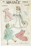 1940s Vintage Advance Sewing Pattern 5002 13in Little Girl Bridal Doll Clothes