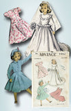 1940s Vintage Advance Sewing Pattern 5002 13in Little Girl Bridal Doll Clothes