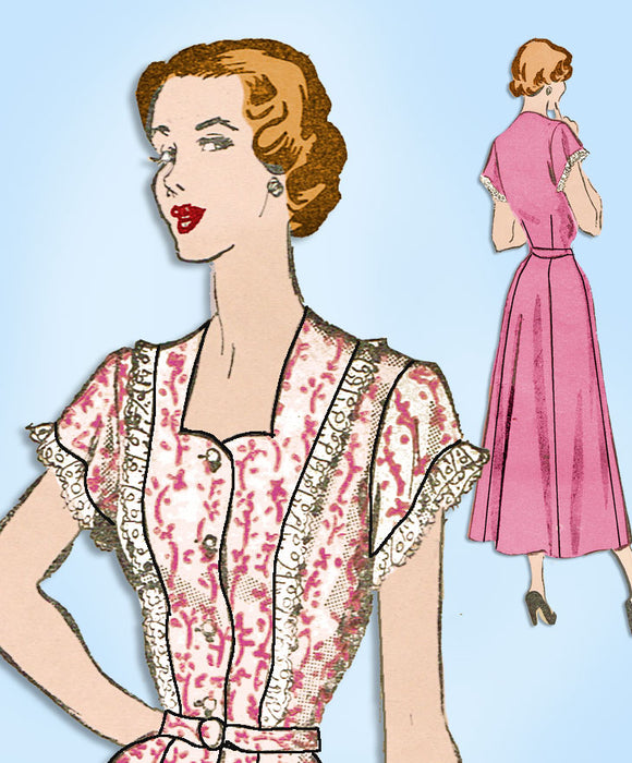 1940s Vintage Advance Sewing Pattern 5084 Women's Plus Size Street Dress 40 Bust - Vintage4me2