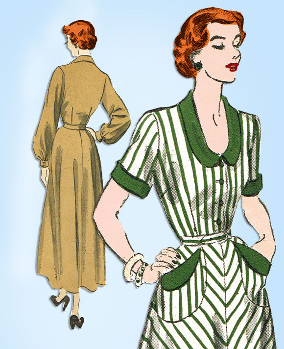 1940s Vintage Advance Sewing Pattern 5089 Misses Bias Cut Afternoon Dress Sz 38B - Vintage4me2