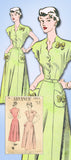 1940s Original Vintage Advance Sewing Pattern 5093 Misses Scalloped Dress Sz 34B