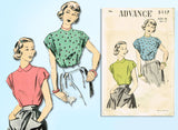 1940s Vintage Advance Sewing Pattern 5117 Darlin Misses Summer Blouse Sz 32 Bust - Vintage4me2