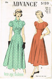 1940s Vintage Advance Sewing Pattern 5120 Youthful Misses' Empire Dress Size 12 - Vintage4me2