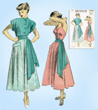 1940s Vintage Advance Sewing Pattern 5160 Misses Sun Dress w Topper & Sash 30 B - Vintage4me2