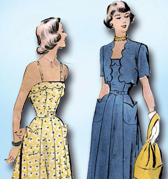 1940s Vintage Advance Sewing Pattern 5180 Misses Sun Dress & Bolero Size 34 Bust