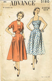 1940s Vintage Advance Sewing Pattern 5180 Misses Sun Dress & Bolero Size 32 Bust - Vintage4me2
