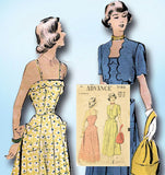 1940s Vintage Advance Sewing Pattern 5180 Misses Sun Dress & Bolero Size 34 Bust