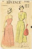 1940s Vintage Advance Sewing Pattern 5180 Misses Sun Dress & Bolero Size 34 Bust