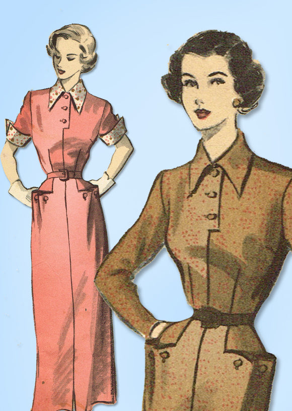1940s Vintage Advance Sewing Pattern 5230 Uncut Misses Slender Dress Size 14 32B