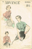 1940s Vintage Advance Sewing Pattern 5253 Stunning Misses Shirred Blouse Sz 32 B