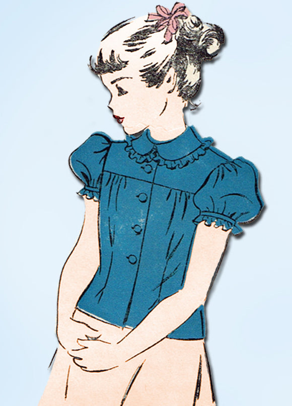 1940s Vintage Advance Sewing Pattesrn 5269 Toddler Girls Blouse Size 4 23 Bust - Vintage4me2