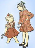 1940s Vintage Advance Sewing Pattern 5275 Classic Little Girls Suit Size 8