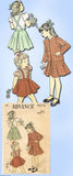 1940s Vintage Advance Sewing Pattern 5275 Classic Little Girls Suit Size 8