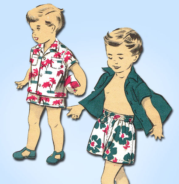 1940s Vintage Advance Sewing Pattern 5280 Baby Boys Shirt and Shorts Size 1 - Vintage4me2