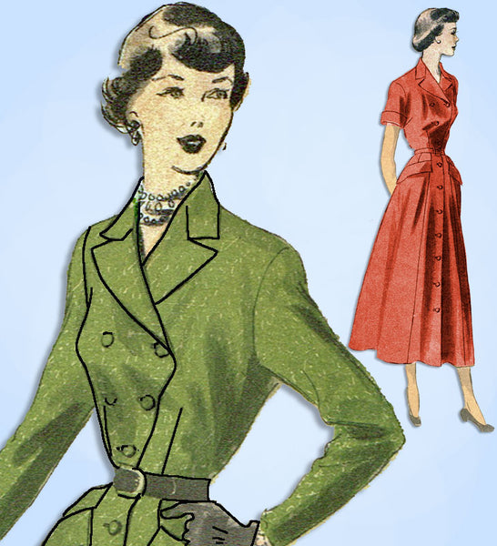 1940s Original Vintage Advance Sewing Pattern 5289 Misses Street Dress Size 32 B -Vintage4me2