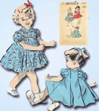 Advance 5316: 1940s Baby Girls Flared Pleated Dress Sz 1 Vintage Sewing Pattern - Vintage4me2