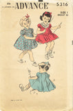 Advance 5316: 1940s Baby Girls Flared Pleated Dress Sz 1 Vintage Sewing Pattern - Vintage4me2