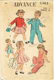 1950s Vintage Advance Sewing Pattern 5382 Childs Overalls Dress & Jacket Size 4
