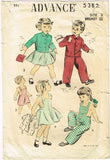 1950s Vintage Advance Sewing Pattern 5382 Childs Overalls Dress & Jacket Size 3