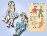 1950s Vintage Advance Sewing Pattern 5382 Childs Overalls Dress & Jacket Size 6