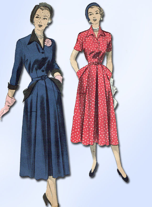 1950s Vintage Advance Sewing Pattern 5390 Misses Dress w Gr8 Pockets Size 14 32B