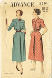 1950s Vintage Advance Sewing Pattern 5391 Misses Tucked Dress Size 12 30 Bust