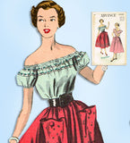 1950s Original Vintage Advance Pattern 5428 Misses Peasant Blouse & Skirt Sz 31B - Vintage4me2
