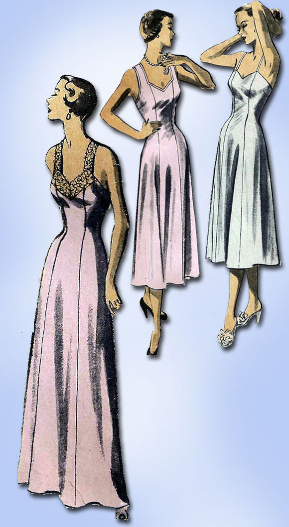 1940s Original Vintage Advance Pattern 5434 Misses Princess Slip Size 36 Bust