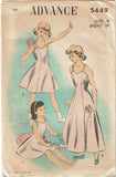1950s Vintage Advance Sewing Pattern 5449 Little Girls Princess Cut Slip Size 8