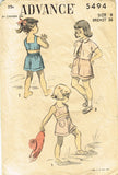 1950s Vintage Advance Sewing Pattern 5494 Little Girls Top and Shorts Size 8