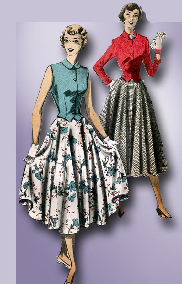1950s Misses Advance Sewing Pattern 5496 Uncut MIsses Skirt & Weskit Size 15 33B