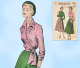 Advance 5563: 1950s Misses Wrap Blouse & Skirt Sz 30 Bust Vintage Sewing Pattern