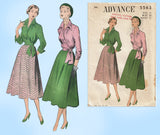 Advance 5563: 1950s Misses Wrap Blouse & Skirt Sz 30 Bust Vintage Sewing Pattern