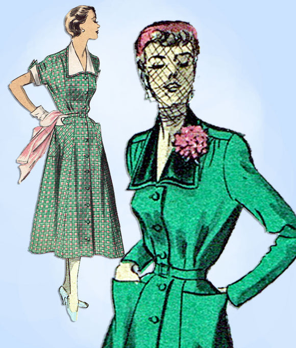 1950s Vintage Advance Sewing Pattern 5572 Stylish Womens Street Dress Sz 38 Bust - Vintage4me2
