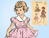 1950s Vintage Advance Sewing Pattern 5578 Sweet Toddler Girls Dress Size 4